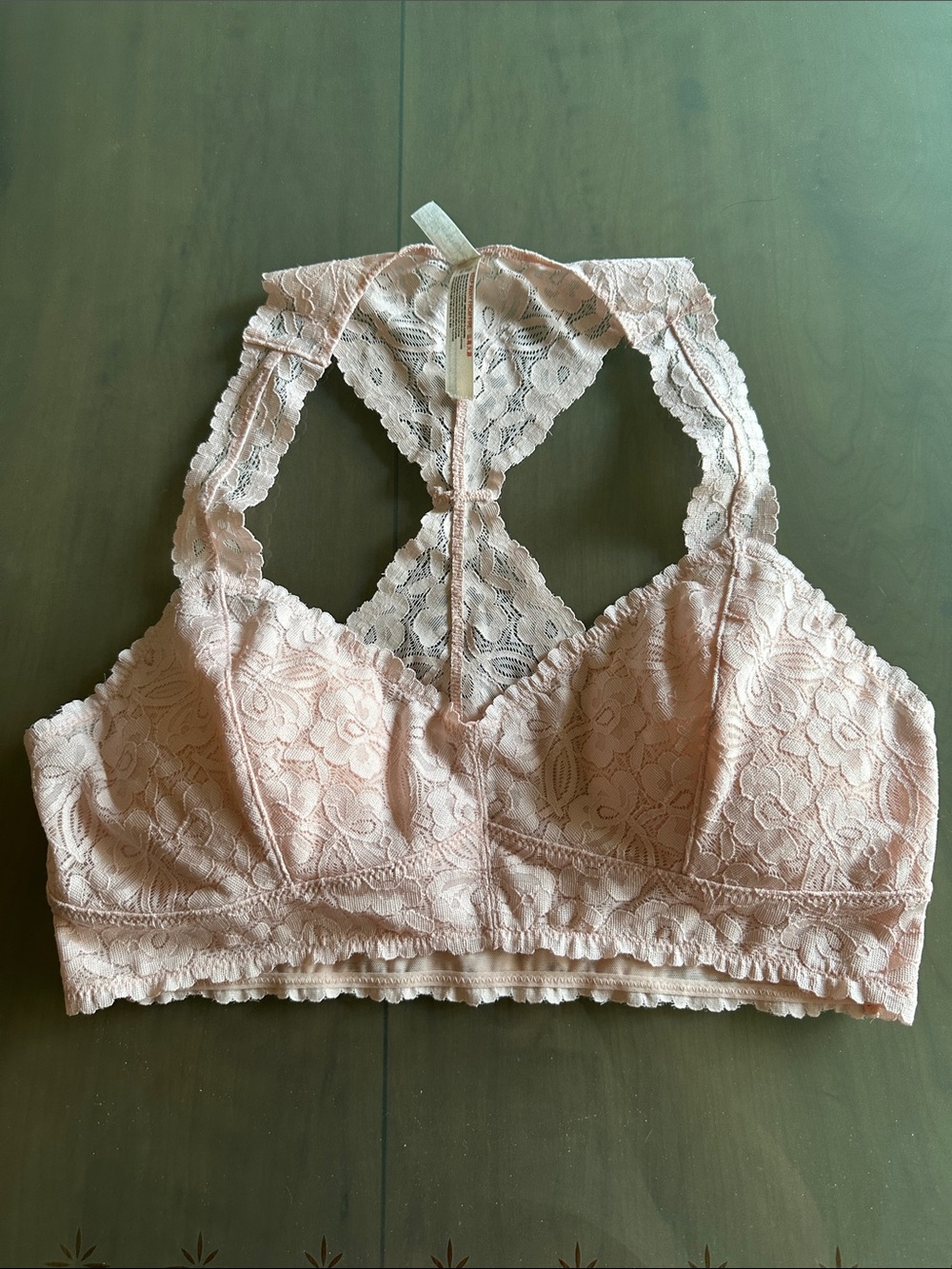 Lace Racerback Bralette in Light Blush Pink